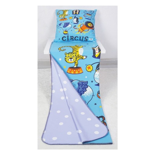 Set pătură și față de pernă pentru copii albastră 85x125 cm – OYO kids