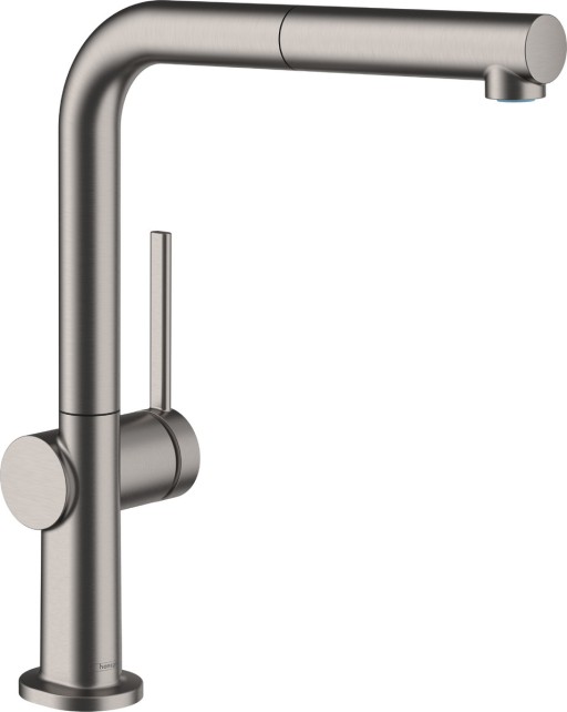 Baterie bucatarie Hansgrohe Talis M54 270 crom dus extractibil si sBox negru periat