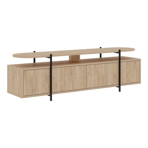 Masă TV în culoare naturală cu aspect de lemn de stejar 160x48 cm Hinoa – Marckeric