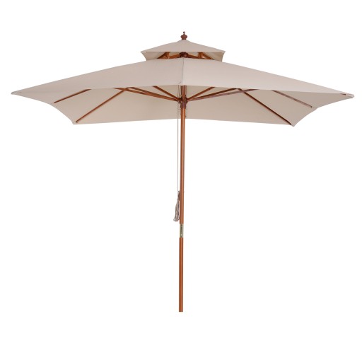 Outsunny Umbrelă de Soare Dublă pentru Grădină, Bambu și Poliester, Crem, 3x3m | Aosom Romania