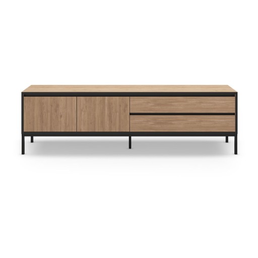 Masă TV în culoare naturală cu aspect de lemn de stejar 180x55 cm Lorenza – Marckeric