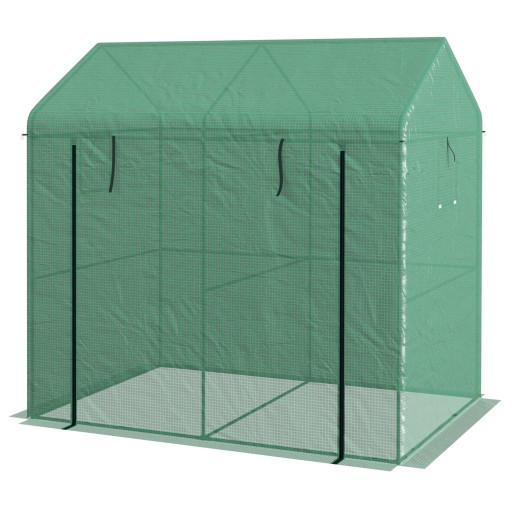 Outsunny Sera de Gradina 200x140x200cm cu Usa Rulanta Ferestre din Plasa Verde | Aosom Romania