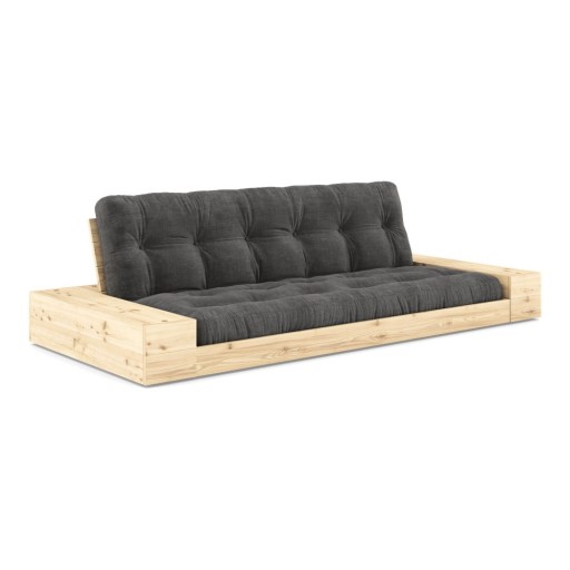 Canapea negru-gri antracit extensibilă cu tapițerie din catifea reiată 244 cm Base – Karup Design