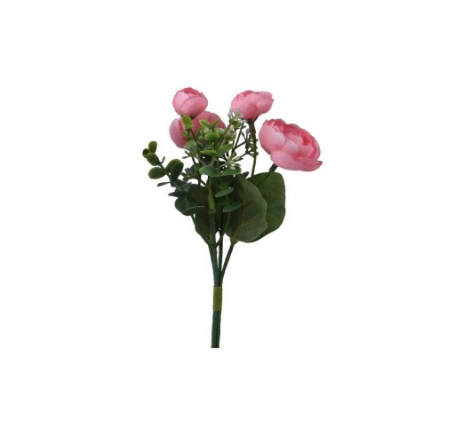 Floare artificiala Ranunculus, Decoris, 12 x 4 x 23 cm, poliester, roz