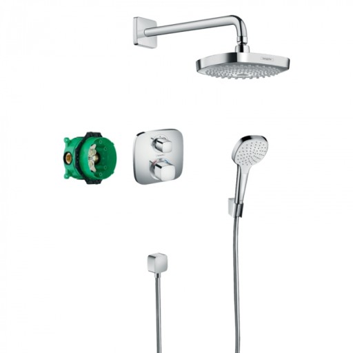 Set dus cu baterie termostatata si corp incastrat inclus crom Hansgrohe, Croma Select E