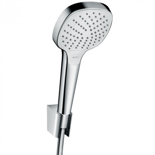 Set dus cu para, suport fix si furtun 125 cm incluse alb crom Hansgrohe, Croma Select E Vario