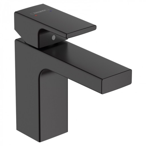 Baterie lavoar negru mat, cu ventil pop-up, Hansgrohe Vernis Shape 100