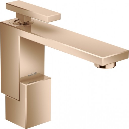 Baterie lavoar baie red gold lucios cu ventil click-clack, Hansgrohe Axor Edge 130