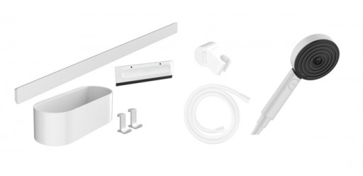 Set accesorii cabina de dus culoare alb mat Hansgrohe WallStoris Activation EcoSmart