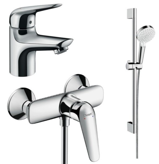 Set baterie lavoar, baterie dus si set dus, crom, Hansgrohe Novus