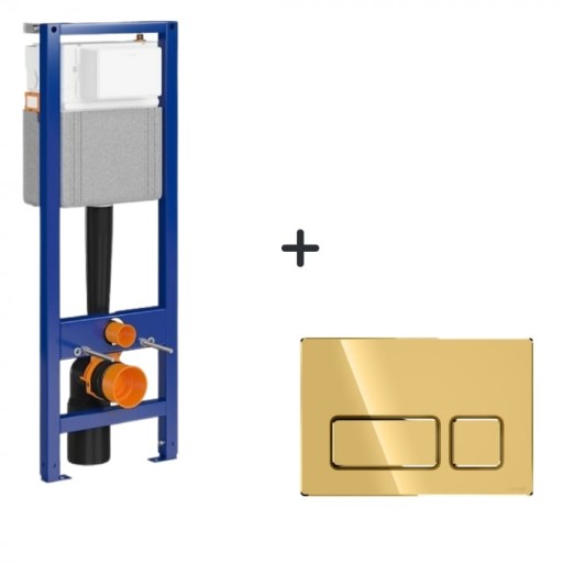 Set rezervor incastrat si clapeta auriu lucios Cersanit Block