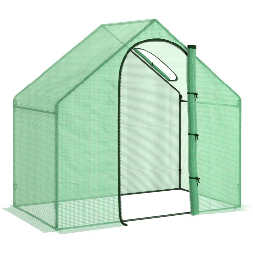 Outsunny Sera Cabina Portabila 180x100cmx168cm, Folie PE, Cadru de Otel, Usa cu Fermoar, Aerisire Superioara, Verde | Aosom Romania