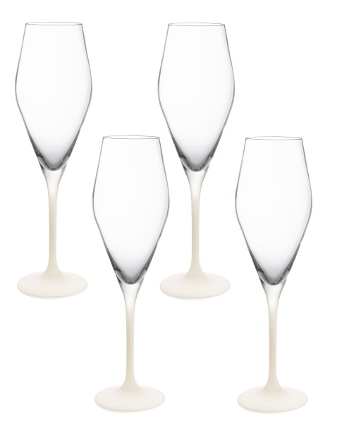 Set 4 pahare sampanie Villeroy & Boch Manufacture Rock Blanc Flute 260 ml