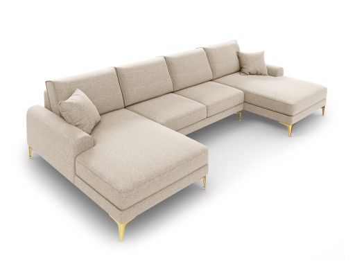 Coltar panoramic, Madara, Mazzini Sofas, 6 locuri, gold legs, 334x182x90 cm, material structurat, bej