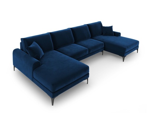 Coltar panoramic, Madara, Mazzini Sofas, 6 locuri, 334x182x90 cm, catifea, albastru regal