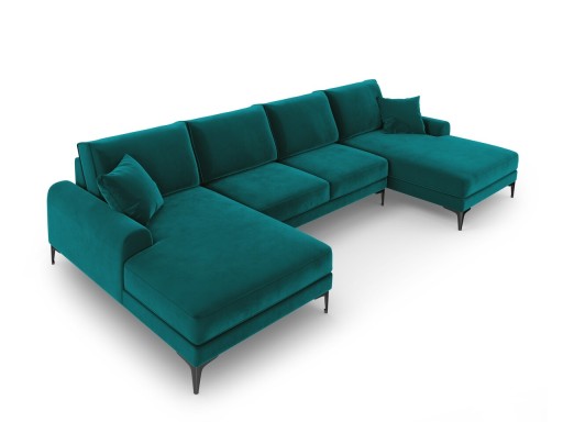 Coltar panoramic, Madara, Mazzini Sofas, 6 locuri, 334x182x90 cm, catifea, turcoaz