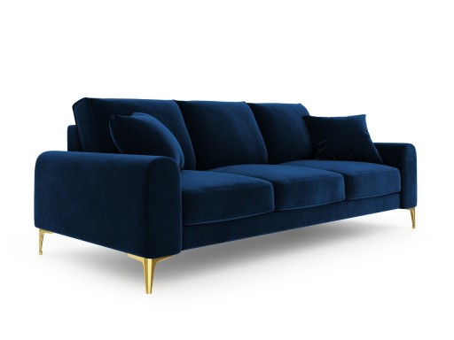 Canapea, Madara, Mazzini Sofas, 4 locuri, gold legs, 237x102x90 cm, catifea, albastru regal