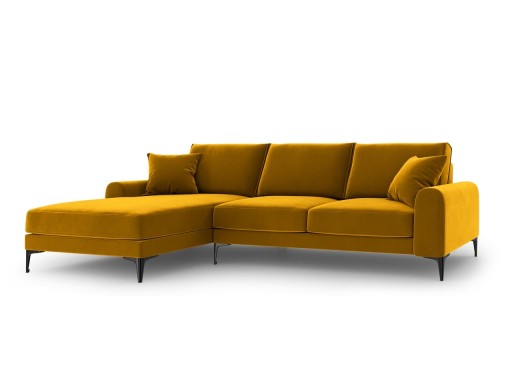 Coltar stanga, Madara, Mazzini Sofas, 5 locuri, 254x182x90 cm, catifea, galben