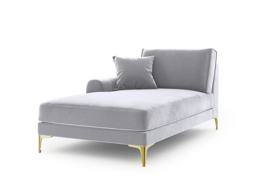 Sezlong living stanga, Madara, Mazzini Sofas, gold legs, 102x182x90 cm, catifea, argintiu