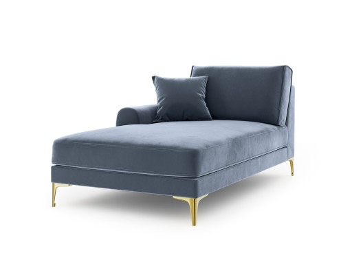 Sezlong living stanga, Madara, Mazzini Sofas, gold legs, 102x182x90 cm, catifea, albastru deschis