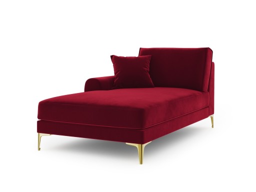 Sezlong living stanga, Madara, Mazzini Sofas, gold legs, 102x182x90 cm, catifea, rosu vin