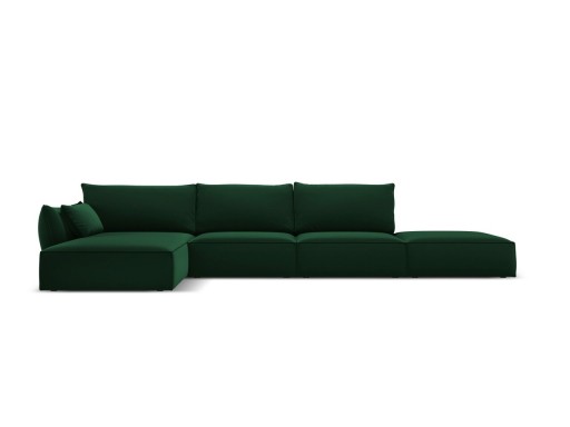 Coltar stanga 5 locuri, Kaelle, Micadoni Home, BL, fara cotiera, 364x171x85 cm, catifea, verde bottle