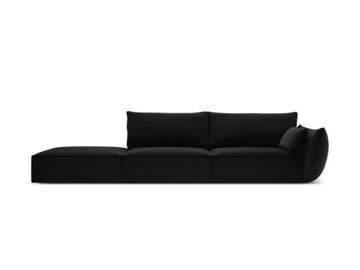 Canapea 4 locuri cotiera stanga, Kaelle, Micadoni Home, BL, 264x110x85 cm, catifea, negru