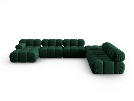 Coltar panoramic dreapta 7 locuri design modular, Bellis, Micadoni Home, BL, 379x282x63 cm, catifea, verde bottle