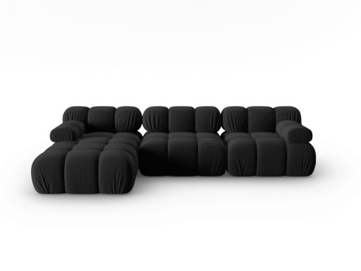 Coltar modular stanga 4 locuri, Bellis, Micadoni Home, BL, 285x122x63 cm, catifea, negru