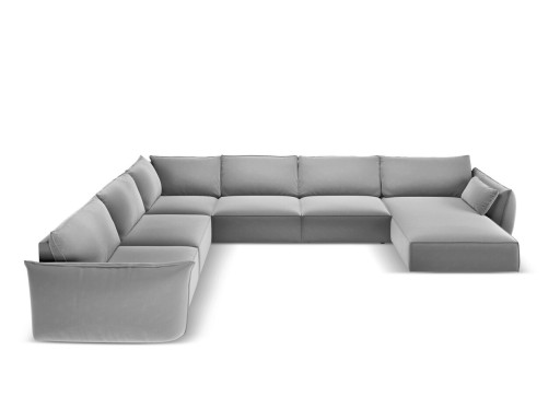 Coltar panoramic stanga 8 locuri, Kaelle, Micadoni Home, BL, 384x284x85 cm, catifea, gri