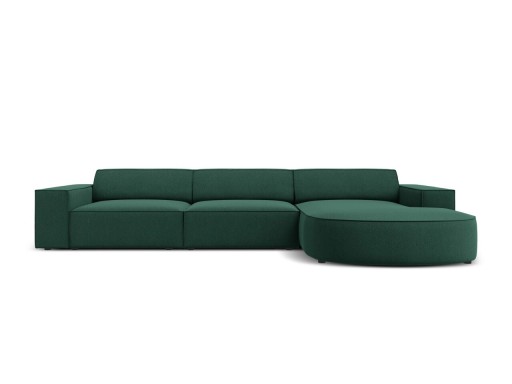 Coltar dreapta 4 locuri, Jodie, Micadoni Home, BL, forma rotunjita, 284x166x70 cm, poliester, verde