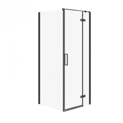 Cabina de dus patrata 80x80 cm Cersanit Jota, negru mat cu usa batanta dreapta