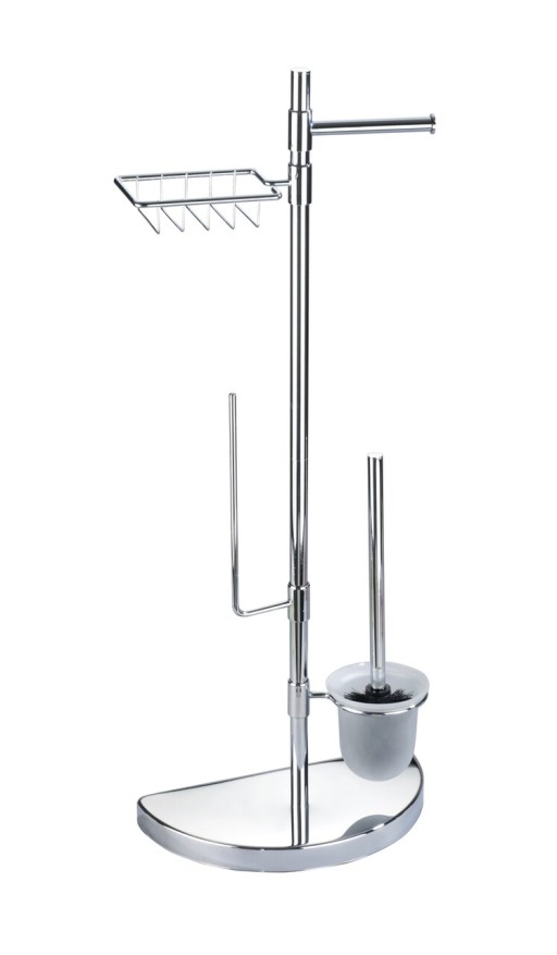 Suport pentru hartie igienica si perie de toaleta, Maximex, 34 x 18 x 84.5 cm, inox