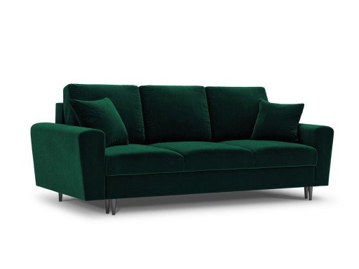 Canapea extensibila 3 locuri, Moghan, Micadoni Home, BL, 235x100x88 cm, catifea, verde bottle