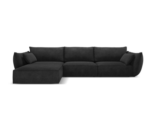 Coltar stanga 4 locuri, Kaelle, Micadoni Home, BL, 308x171x85 cm, poliester chenille, negru