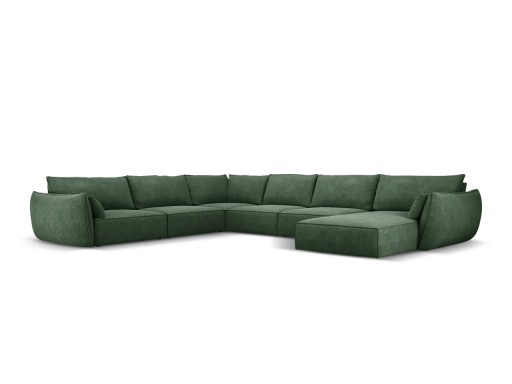 Coltar panoramic stanga 8 locuri, Kaelle, Micadoni Home, BL, 384x284x85 cm, poliester chenille, verde bottle