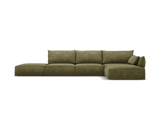 Coltar dreapta 5 locuri, Kaelle, Micadoni Home, BL, fara cotiera, 364x171x85 cm, poliester chenille, verde