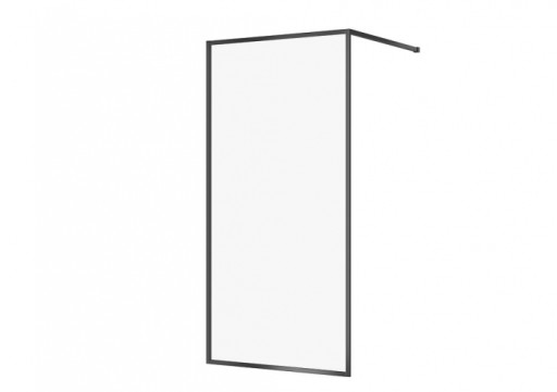 Paravan dus walk-in 100x200 cm Cersanit Larga, sticla securizata, profil negru