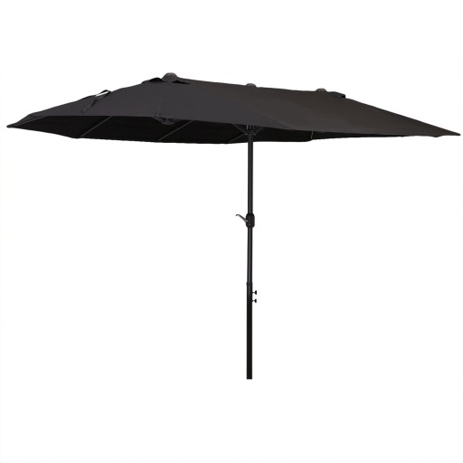 Outsunny Umbrelă Dublă de Grădină cu Manivelă Oțel și Poliester Rezistent, 460x270x240cm, Negru | Aosom Romania