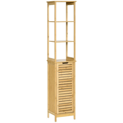 Kleankin Turn Mobilier Baie, Spațiu Depozitare Vertical, Lemn, 34x30x173cm, Design Compact | Aosom Romania