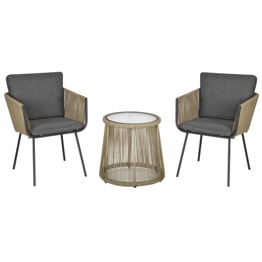 Outsunny Set Mobilier de Grădină cu 2 Șezlonguri Recliner pentru Exterior, cu Pernă Căptușită din PE, 196x65x22 cm, Gri | Aosom Romania