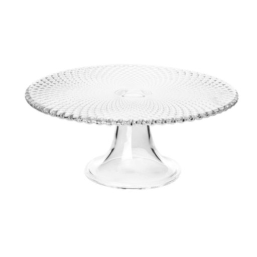 Platou cu picior pentru tort Cristal, Domotti, 36 cm, sticla, transparent