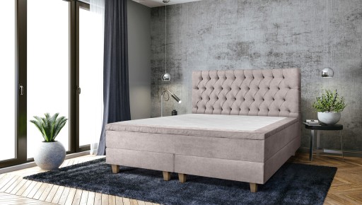 Pat matrimonial, Stockholm, Chester E, 180x200 cm, saltea tip Pocket, topper memory, Taupe