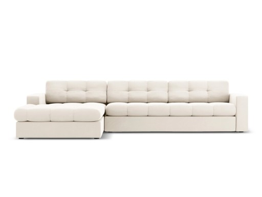 Coltar stanga 4 locuri, Justin, Micadoni Home, BL, 236x160x72 cm, catifea, bej deschis