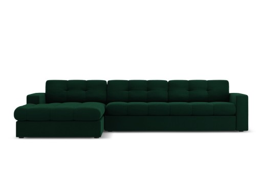 Coltar stanga 4 locuri, Justin, Micadoni Home, BL, 236x160x72 cm, catifea, verde bottle