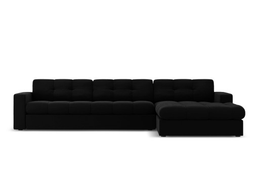 Coltar dreapta 4 locuri, Justin, Micadoni Home, BL, 236x160x72 cm, catifea, negru