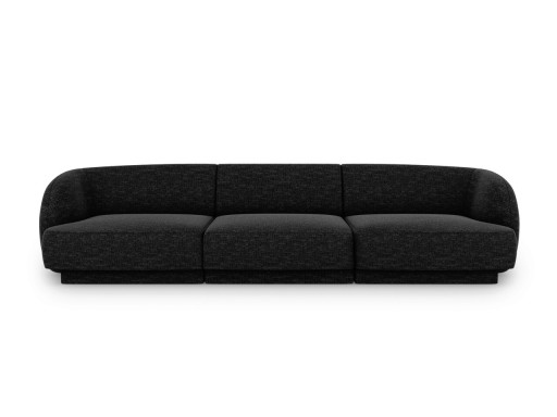 Canapea 3 locuri, Miley, Micadoni Home, BL, 259x85x74 cm, poliester chenille, negru