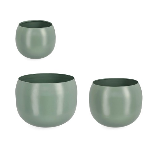 Set 3 ghivece pentru exterior Keyra, Bizzotto, Ø36x28 cm, otel, verde sage