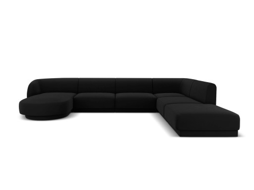 Coltar panoramic dreapta 6 locuri, Miley, Micadoni Home, BL, 327x245x74 cm, catifea, negru