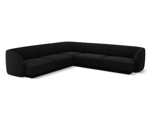 Coltar simetric 5 locuri, Miley, Micadoni Home, BL, 252x252x74 cm, catifea, negru